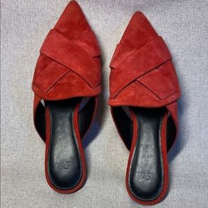 Marc Fisher Red and Black Mules with Pointed Toe. Size 8M
